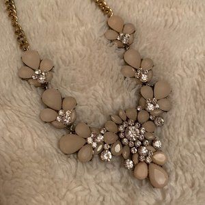 Forever 21 Light Pink Frosted Statement Necklace with Rhinestones and Gold Chain